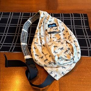 KAVU Cream and Gray (silver and gold) Horse Pattern Crossbody Sling Bag